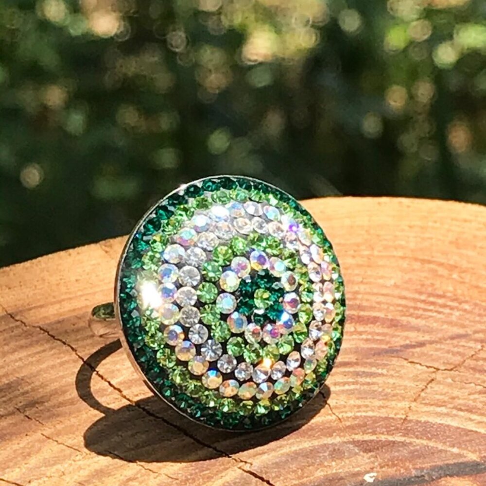 Sterling Silver 925 Multi-Color Cubic Zirconia Vintage Cocktail Ring, Size 6